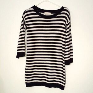 Lands End sweater Navy blue white striped tunic women's xs extra small 0 2 top